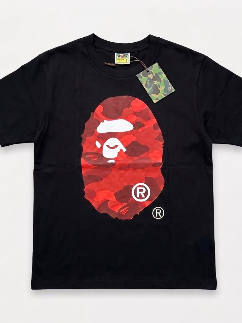 A Bathing Ape BAPE Ape Head Red Camo Ape Head  - Tee Men's Black NWT